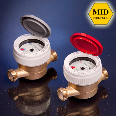 Contatori d'acqua a getto unico, modello Domus, con quadrante bagnato, per acqua fredda e calda approvati MID MI001 Contatori d'acqua a getto unico, modello Domus, con quadrante bagnato, per acqua fredda e calda approvati MID MI001