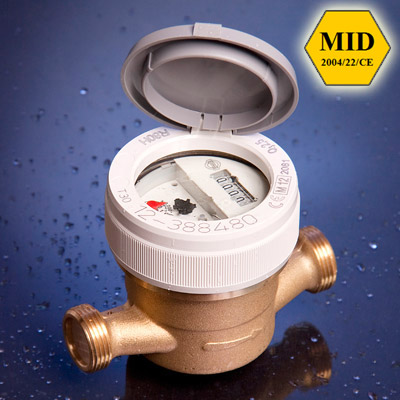 Domus single-jet meter, with liquid-filled sealed counter and fully liquid-filled sealed counter, for cold and hot water, MID MI001 approved