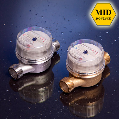 Contatori d'acqua a getto unico, modello Super Dry, con quadrante asciutto a 8 rulli, per acqua fredda e calda approvati MID MI001 Contatori d'acqua a getto unico, modello Super Dry, con quadrante asciutto a 8 rulli, per acqua fredda e calda approvati MID MI001